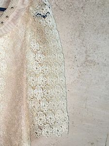 Stylish Ladies Lace Top Layered Cream