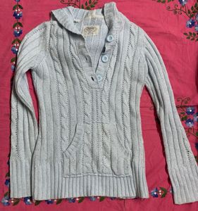 Light Blue Knit Hoodie