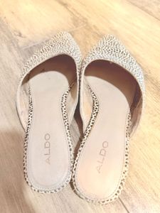 Aldo Leather Mules In Leopard Print
