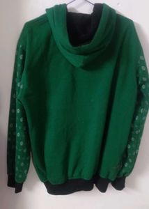 Green Patterned Zip-Up Hoodie