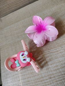 Pink Flower Hair Claw Clip