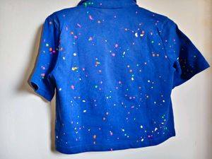 Blue Paint Splatter T-Shirt Size S/M