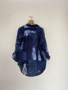 Stylish Blue Patchwork Shirt