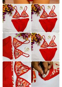 🇳🇿💫💗Red &amp; Patterned Bikini Set