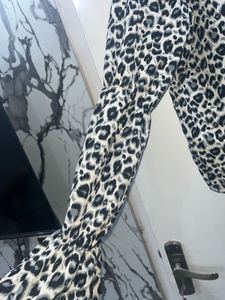 Leopard Print Tie Neck Top