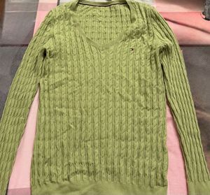 Tommy Hilfiger Green Cable Knit Sweater