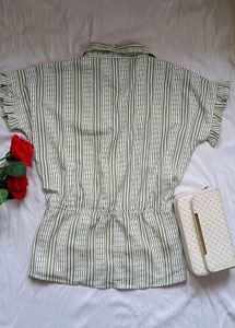 Chic Striped Peplum Shirt – Elegant &amp; Comfortable