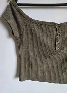 Olive Green Ribbed Top