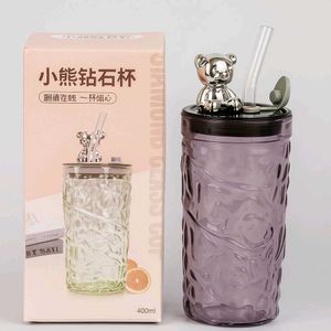 Cute Bear Diamond Glass Cup