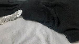 Black Lacey Sinched Waist Crop Top