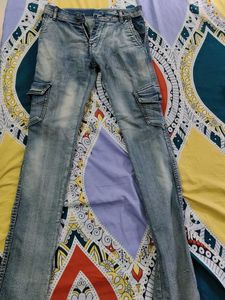 Blue Denim Vintage Cargo Pants