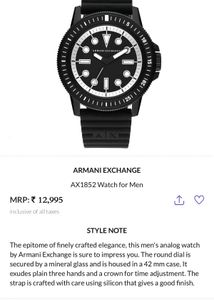 Armani Gents Watch Premium Limited Stock