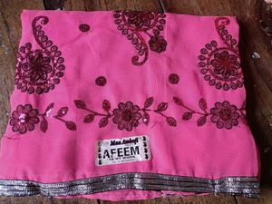 Combo Of 3 New Peach Embroidered Sarees