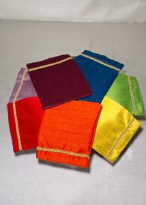 Set of 10 colorful Raw Silk potlis