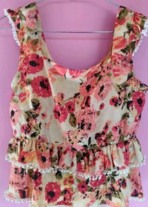 KASSUALLY Floral Multicoloured Crop Top