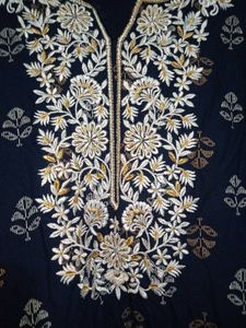 Women&#39;s Blue Ethnic Cotton Kurti.