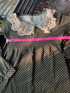 Polka Dot Top Lace Collar