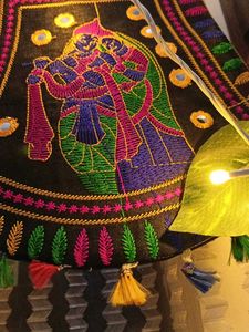 Krishna Radha Embroidered Purse