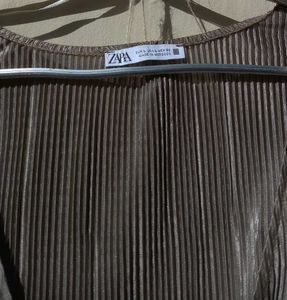 Zara Silver Pleated Blouse