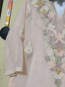 Embroidered Peach Suit Set