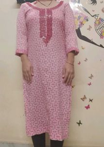 Pink Embroidered Kurta