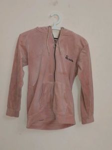 Pink Velvet Zip-Up Hoodie
