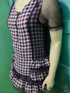 Purple Gingham Mini Dress
