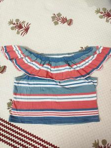 Multicolor Offshoulder Crop Top