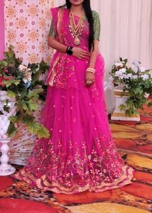 Pink Net Poshak Lehenga
