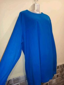 XXL-XXXL Blue Long woolen Sleeve T-Shirt