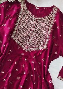 Festive Maroon Kurta Dupatta Set