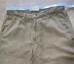 Vintage ZARA 1975 Green Denim Carpenter Pant