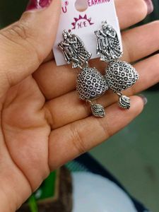 Radha Krishna Oxidised Earrings