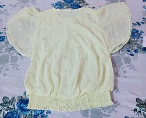 Elegant Light Yellow Chiffon Top