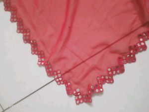 NEW FENCY GEORGETTE CUT MIRROR WORK RED SAREE