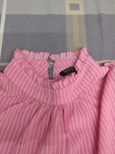 Pink Striped Flared Sleeve Top