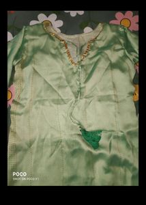 pretty pista green long kurti.