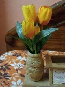 Flower Pot With Pen Holder/Makeup Brush Holder