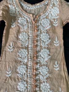 Peach Embroidered Kurta Set
