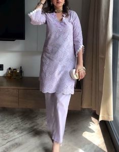Lavender Embroidered Kurta
