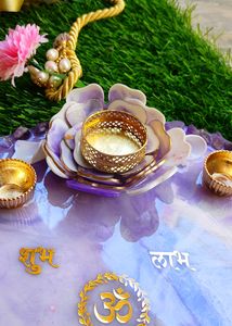 Lavender Colour Handmade Puja Plate