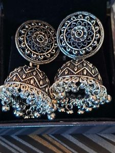 Silver Jhumka Earrings and bracelets