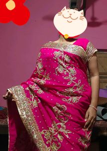 Pink Embroidered Saree