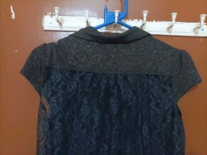 Black Shimmery Girls Top