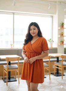 Chic Orange Wrap Dress (34 To 38 Bust)