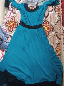 Teal Beaded Empire Waist Dress