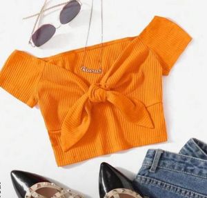 Orange Off-Shoulder Crop Top