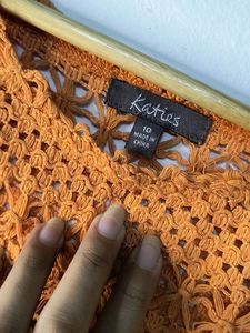 Orange Knitted Beach Vibes Tops