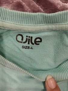 Cyan Blue Sweatshirt With Gen Z Arm Design