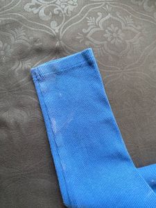 Zara Blue Ruched Long Sleeve Top